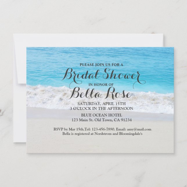 Plage océan sable nuptiale invitations (Devant)