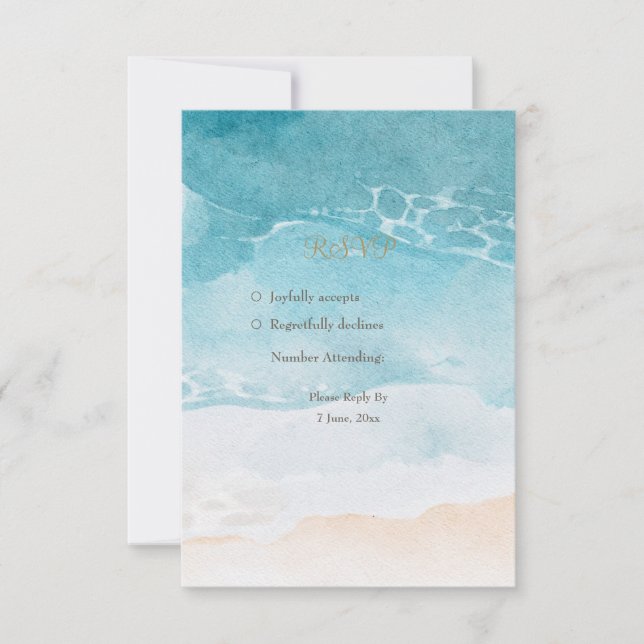 Plage, Ocean Watercolor Arrière - plan Menu Mariag (Devant)
