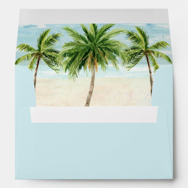 Plage Palm Tree Enveloppes de Fête des mariées Mar (Dos (Bas))