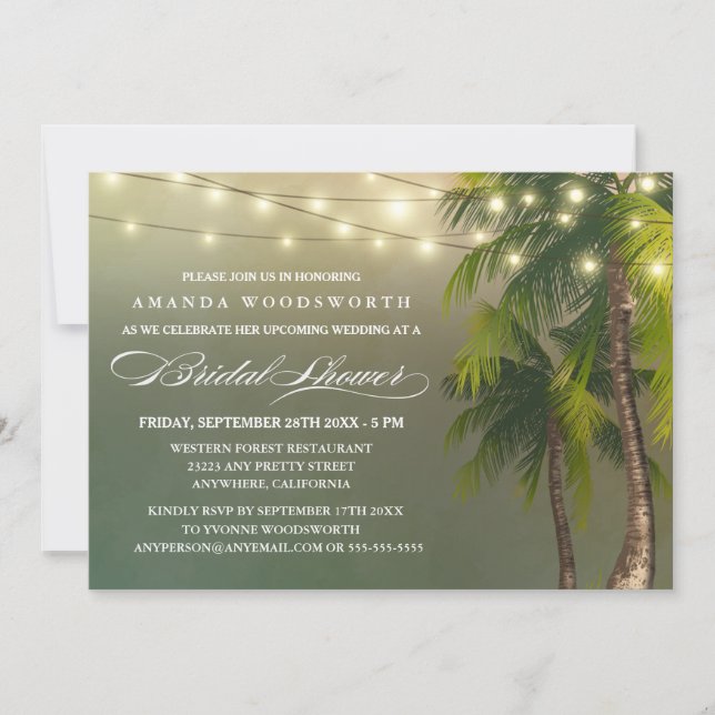 Plage Palm Tree Tropical Bridal Douche Invitations (Devant)