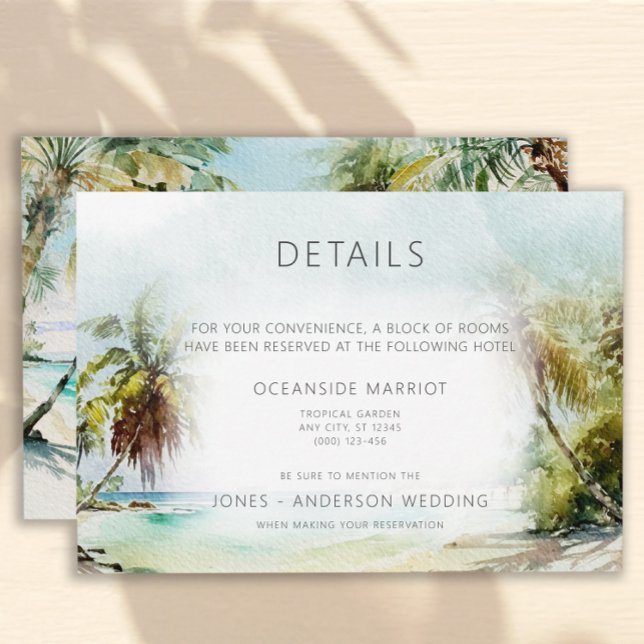 Plage Palm Trees Mariage - Carte de fermeture déta (Créateur téléchargé)