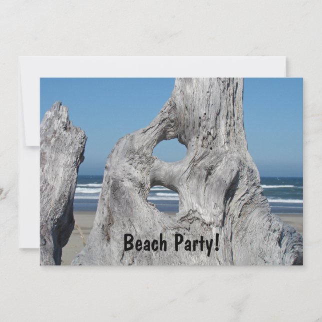 Plage Party ! Invitations Waves de bois d'oeuvre (Devant)
