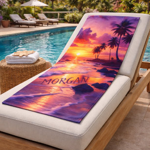 Plage personnalisée au coucher du soleil tropical