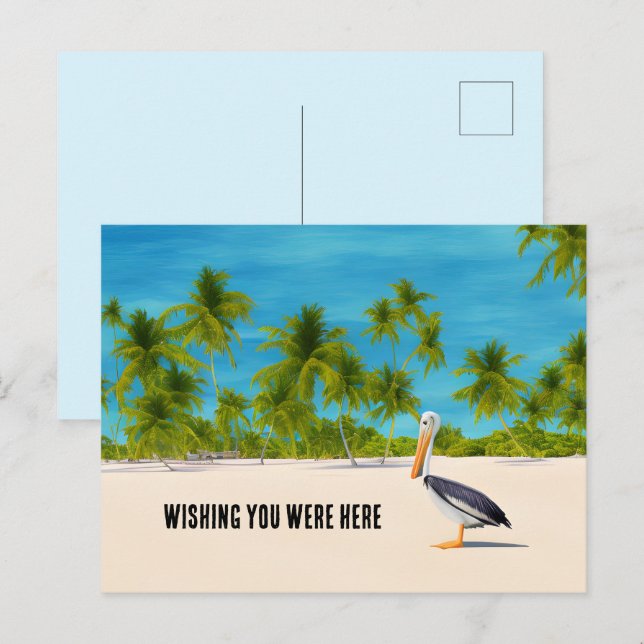 Plage Plage Palmiers Pelican Ocean View Carte post (Devant / Derrière)