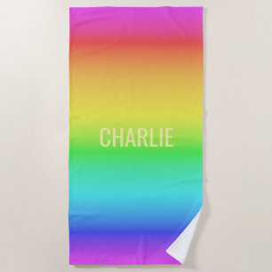 Plage Rainbow Gradient nom personnalisé serviette de pla