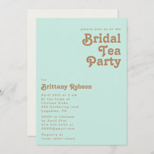 Plage Retro   Aqua Bridal Tea Party Invitation