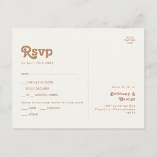 Plage Retro   Carte postale RSVP de choix du menu 