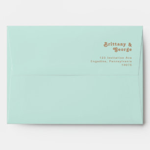 Plage Retro   Enveloppe Faire-part de mariage Aqua