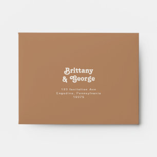 Plage Retro   Enveloppe RSVP Brown auto-adressée