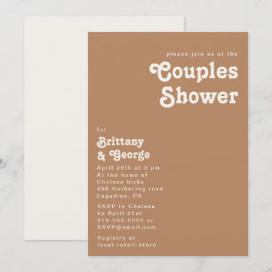 Plage Retro   Invitation de douche Brown Couples