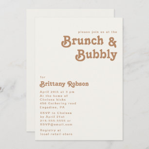 Plage Retro   Ivory Brunch et Bubbly Invitation