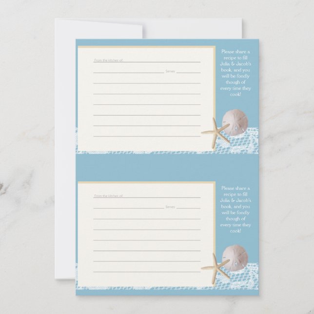 Plage Romance Recette Cartes deux 3 x 5 Bleu (Devant)