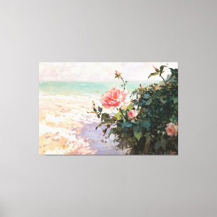 *~* Plage rose Rose TV2 toile étirée Impression