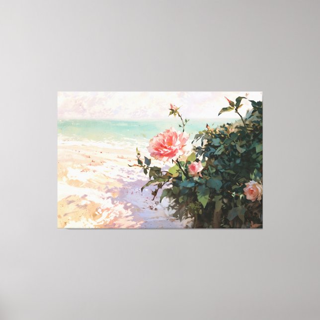 *~* Plage rose Rose TV2 toile étirée Impression (Recto)
