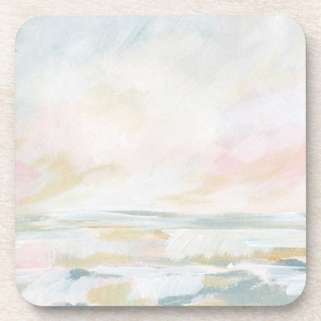 Plage rose vif Dessous de verre en plastique (Devant)