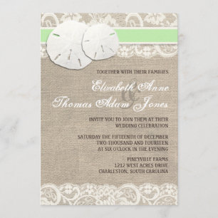 Plage Rustique Burlap Dentelle Faire-part de maria
