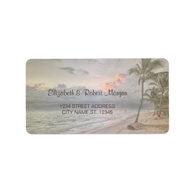 Plage, Sable, Palms Étiquette (Devant)