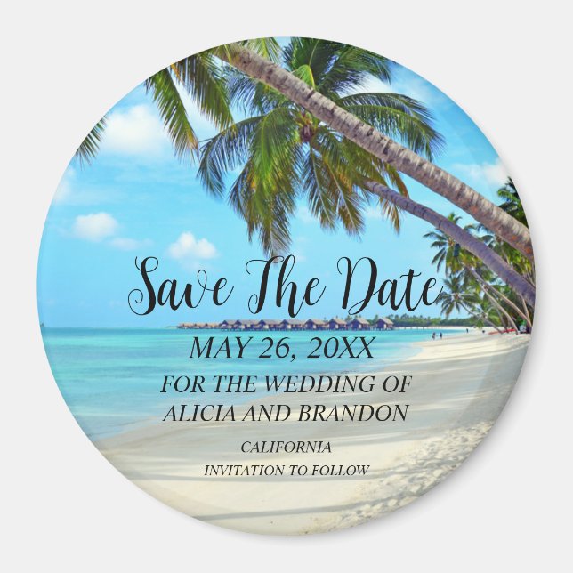 Plage Sable Tropical Mariage Moderne Waves Magnet (Devant)