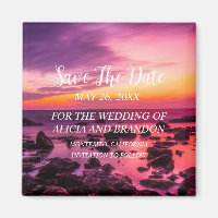 Plage Sable Tropical Mariage Moderne Waves Magnet