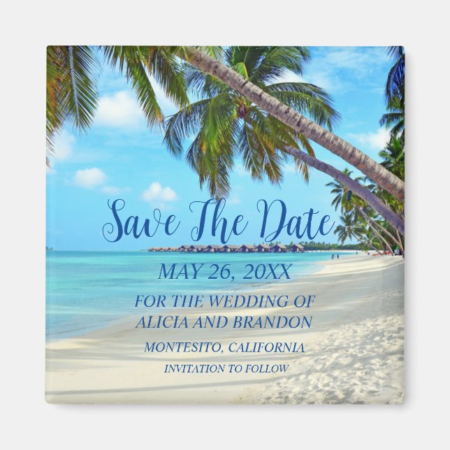 Plage Sable Tropical Mariage Moderne Waves Magnet (Devant)