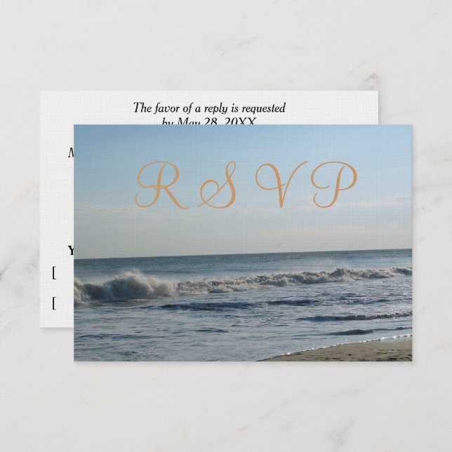 Plage Sand Ocean Waves Mariage RSVP (Devant / Derrière)