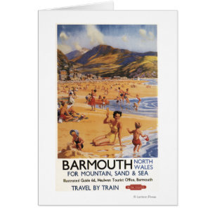 Plage Scène mère et enfants British Rail