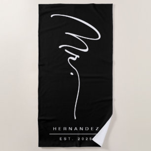 Plage Signature M. Serviette de plage, Noir & Blanc, Min