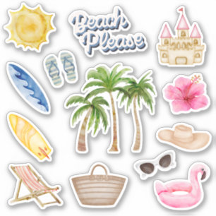 Plage S'Il Vous Plaît Chaud Été Sticker Pack
