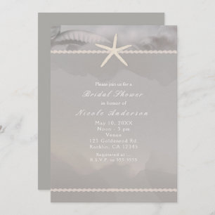 Plage Starfish Grey Chic Elegance Invitations