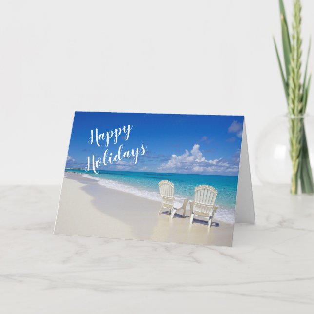 Plage Sunny Avec 2 Chaises Bonne Carte Vacances (Devant)