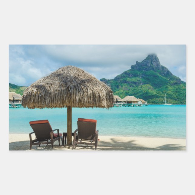 Plage sur Bora Bora photo sticker (Devant)