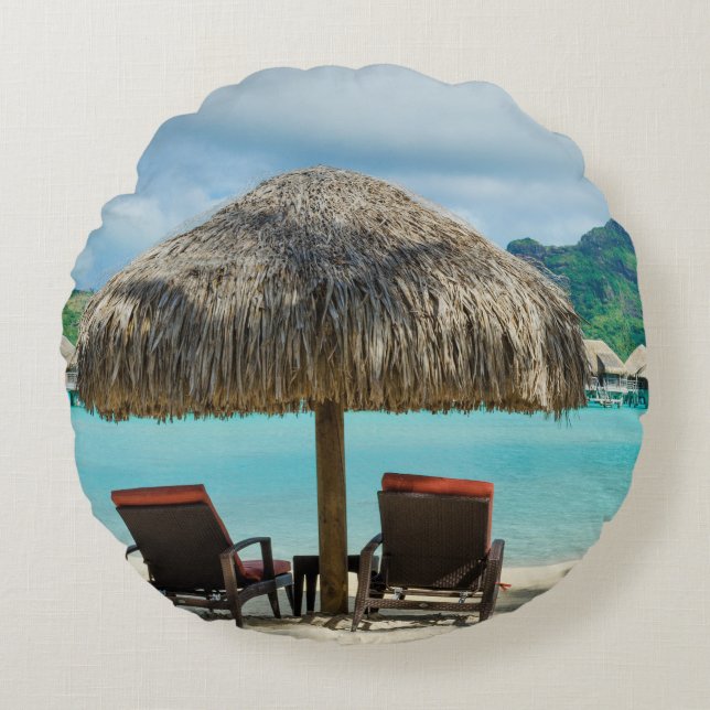 Plage sur le coussin rond de Bora Bora (Devant)