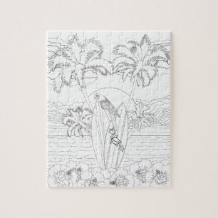 Plage Surf Plage Adult Coloration Puzzle