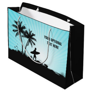 Plage Surfer texte personnalisé grand sac cadeau