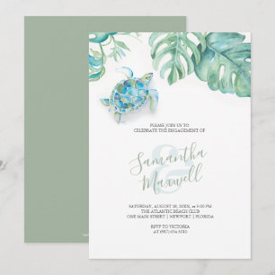 Plage Thème Engagement Invitations Aquarelle
