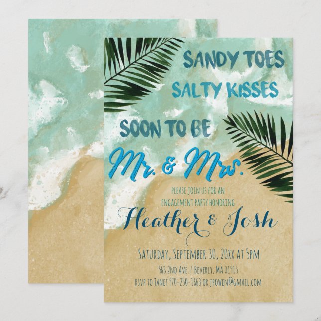 Plage Thème Engagement Party Invitation (Devant / Derrière)