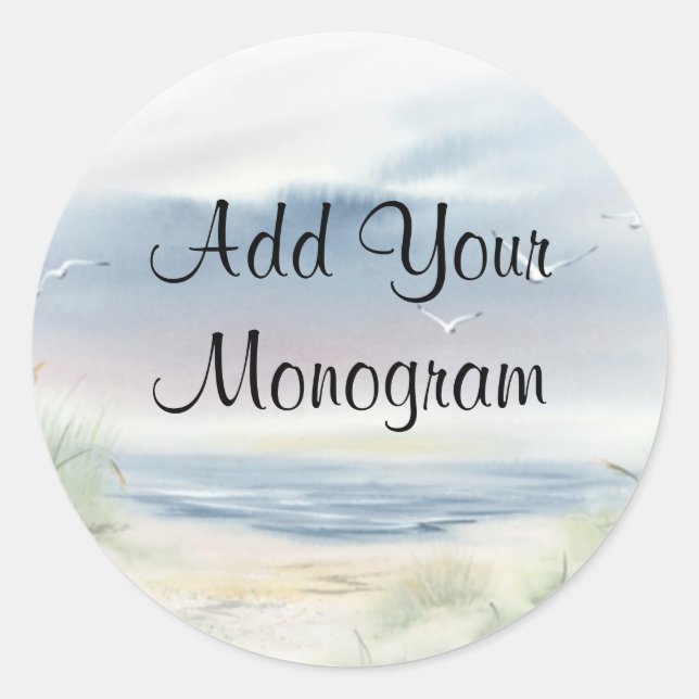 Plage Thème Mariage Enveloppe Phoques, Étiquette (Devant)