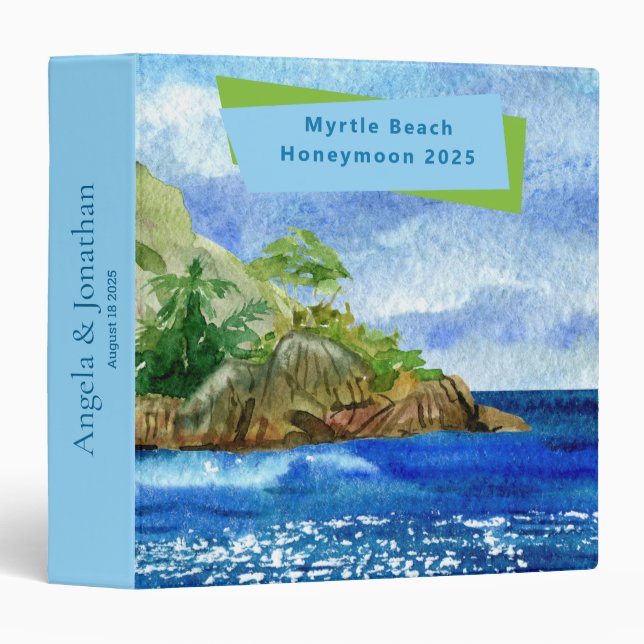 Plage Thème Mariage / Lune de miel 3 Ring Classeur (Devant/Côté)