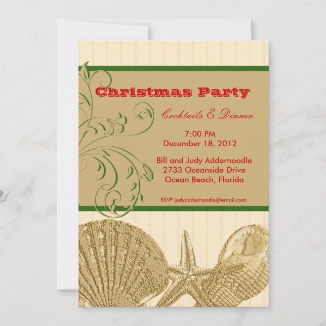 Plage Thème Noël Invitation (Devant)