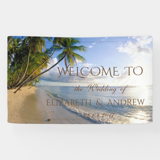Plage tropicale, Bannière Mariage Palms (Horizontal)