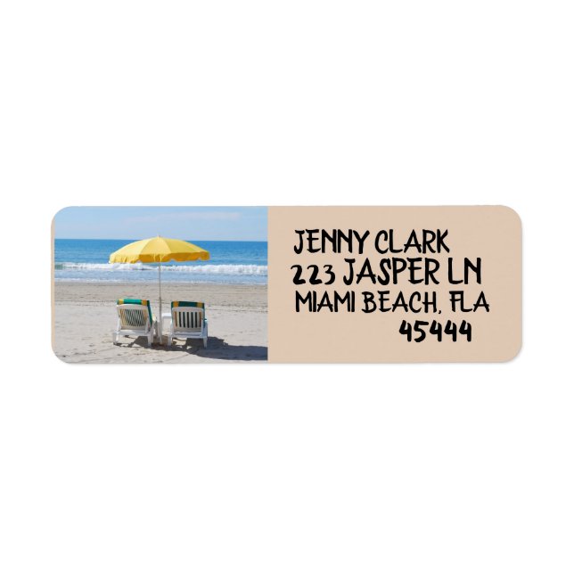 PLAGE TROPICALE & CHAISES RETOUR ADRESSE ÉTIQUETTE (Devant)