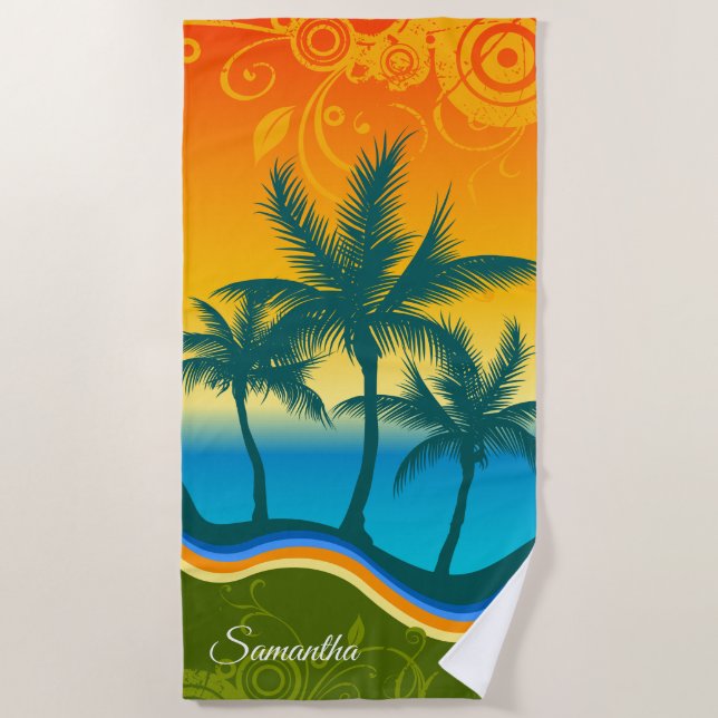 Plage tropicale claire Sunset Beach Serviette (Devant)