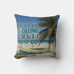 Plage tropicale Coussin Palm Tree Vieux Bateau