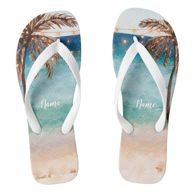 plage tropicale estivale palmiers tongs (Semelle)