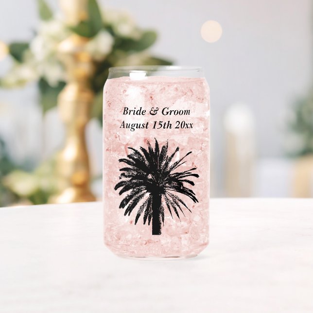 Plage tropicale mariage palmier silhouette personn (Insitu (Mariage))