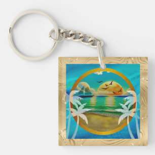 Plage tropicale moderne Palm Trees Sunset Vacances