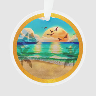 Plage tropicale moderne Palm Trees Sunset Vacances