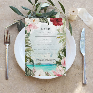 Plage tropicale Palm floral   Menu Mariage