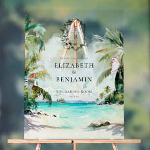 Plage Tropicale Palmier Bienvenue au Mariage Mon
