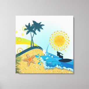 Plage tropicale, papier de toile enveloppé océan